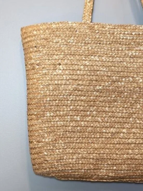 FAF INC. Natural Straw Tote Beach Travel Picnic Shopper Bag Pink Flamingo - Picture 3 of 14